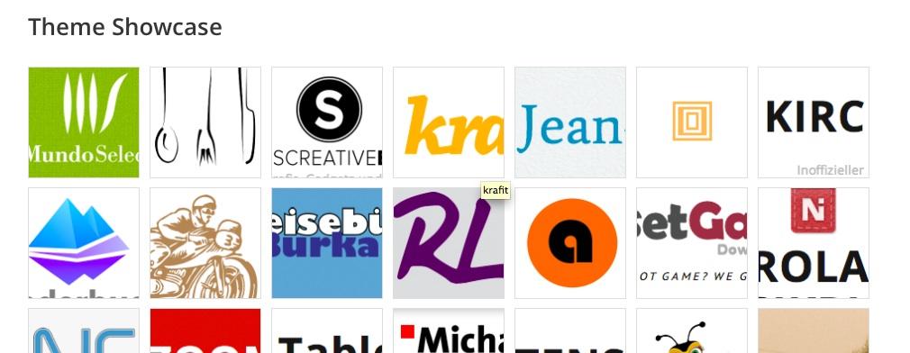 Eine Sammlung von verschiedenen Theme-Logos und Markenlogos, die in einem Rasterformat angeordnet sind.