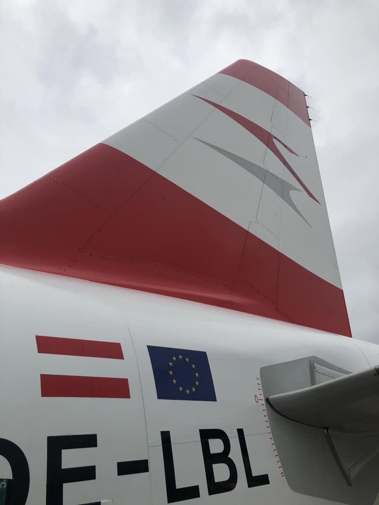 Tail of a Austrian airlines plane