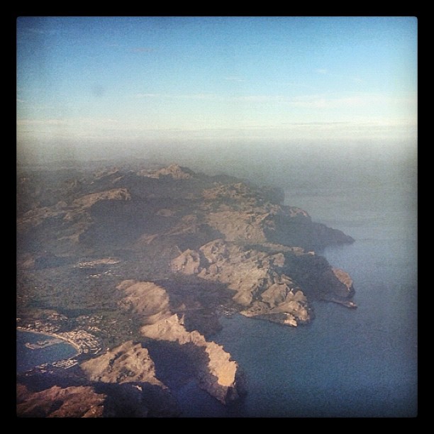 Areal shot of a rocky shore line