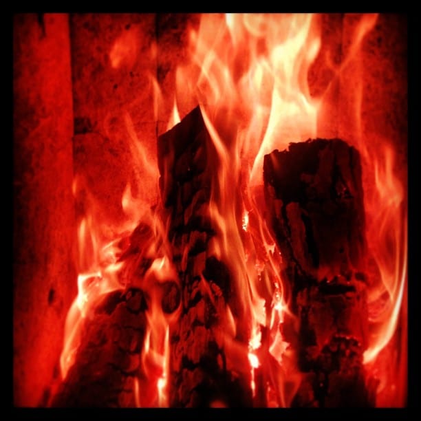 Firewood, burning