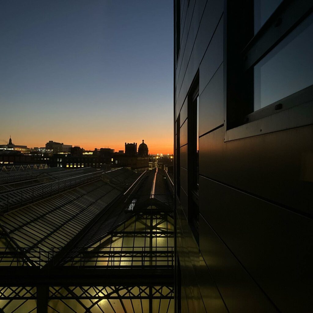 Sunrise over Glasgow main station