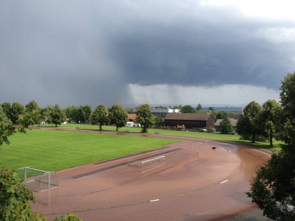 A cloud over a Sports field