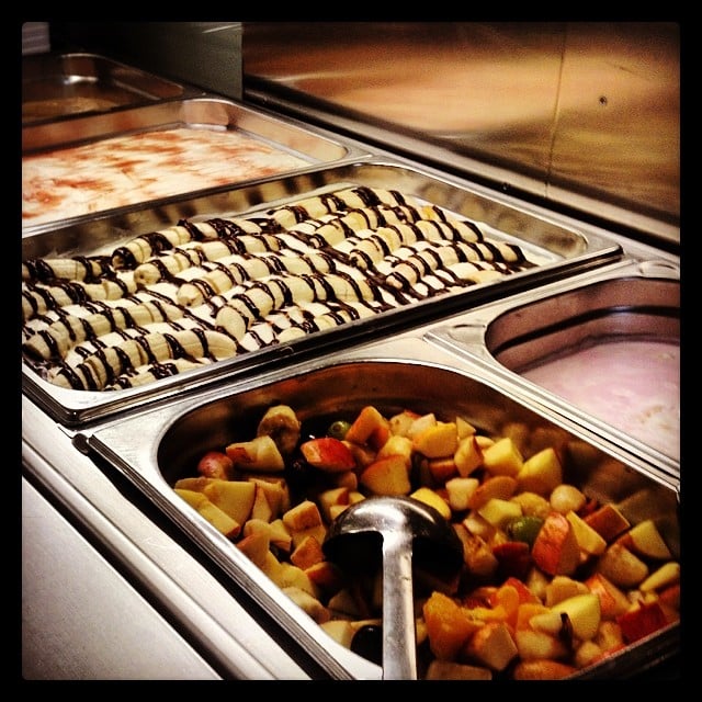 Bananas, Fruit and other desserts at a buffet