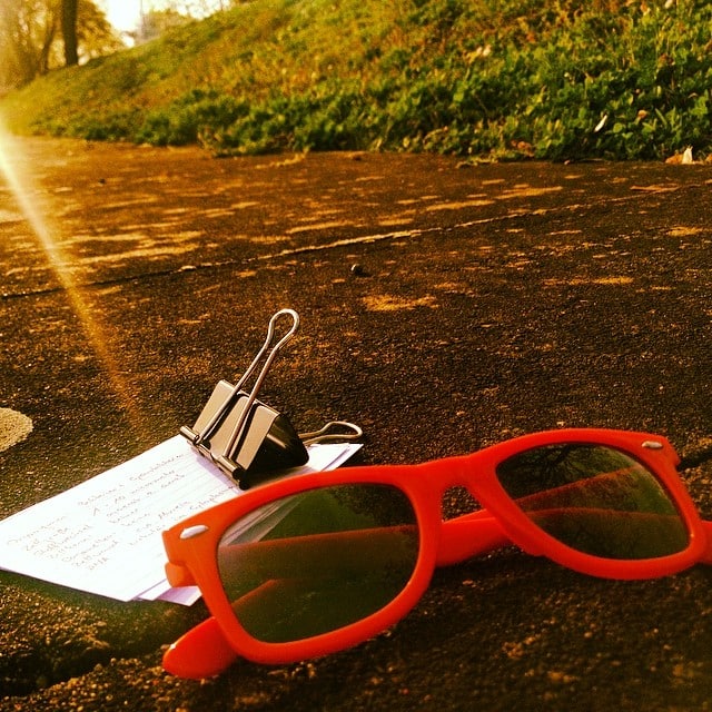 Orange sunglasses and some learning cards