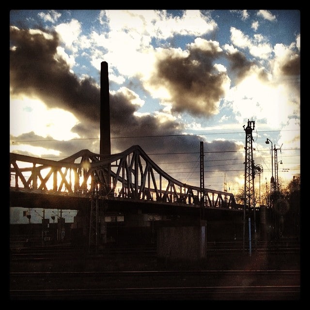 A bridge over some train tracks