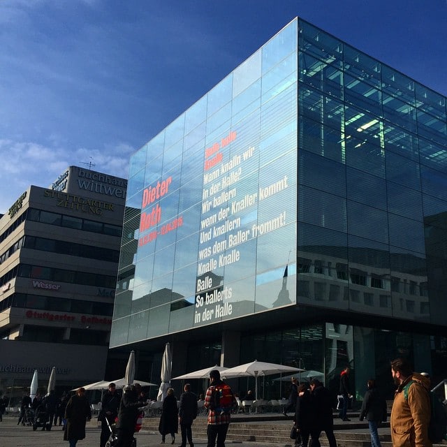 A cubic glass building