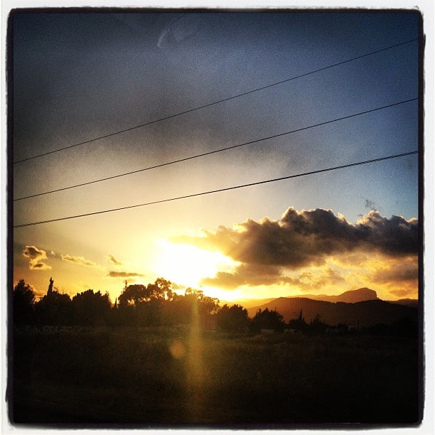 Sunset over a mountain range