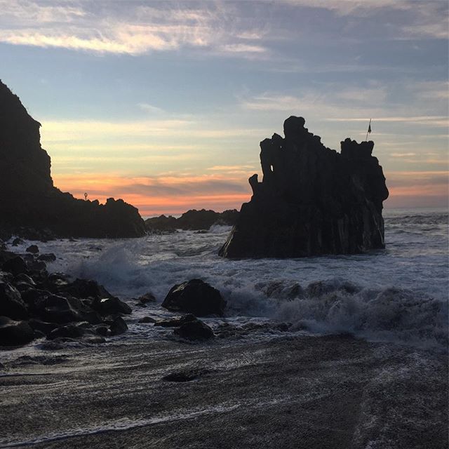 Big lava boulder in the sea